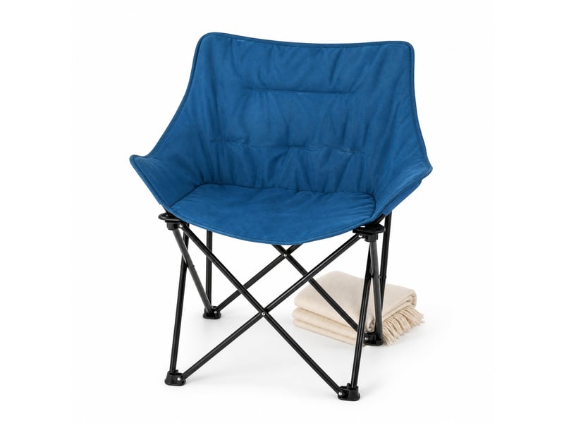 Chaise pliante d’extérieur 63x44,5x73,5 cm dossier haut métal noir et bleu - Conforama B