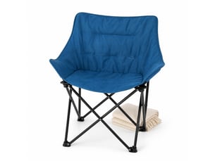 Chaise pliante d’extérieur 63x44,5x73,5 cm dossier haut métal noir et bleu