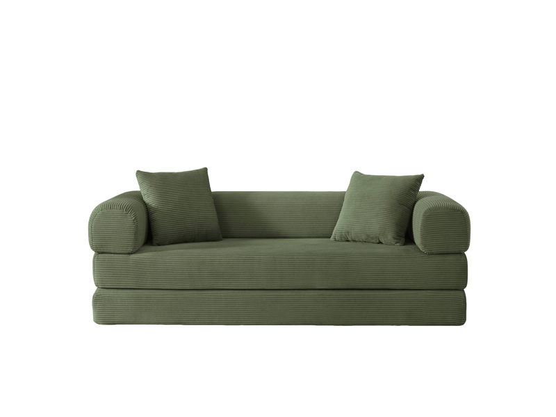  Canapé-lit 2 places convertible en couchage 1 place modulable velours mousse vert  - Conforama A