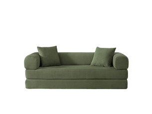 Canapé droit convertible   2 places Tissu vert