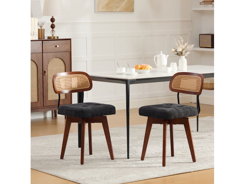  Lot de 2 chaises pivotantes 43x50x77 cm, rotation à 360°, coloris noir  - Conforama B