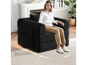Canapé droit fixe <strong></strong> <strong></strong> 1 place Tissu noir avec coffre de rangement