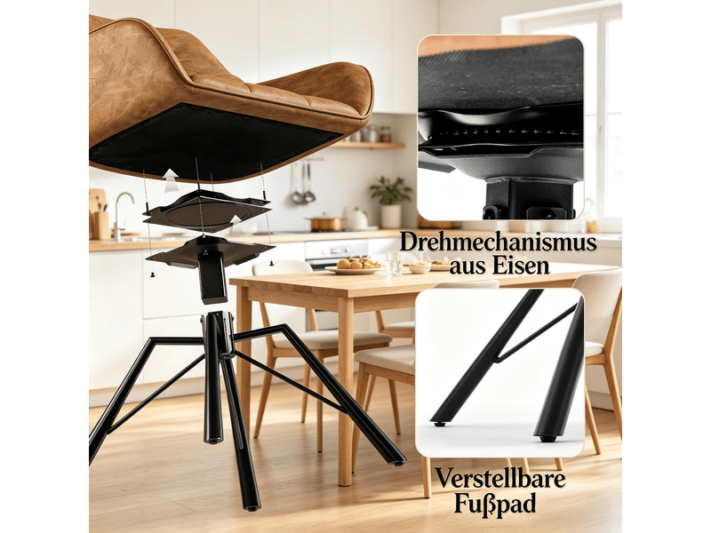  Chaise de cuisine pivotante chaise repas dossier souple large latérale  - Conforama E