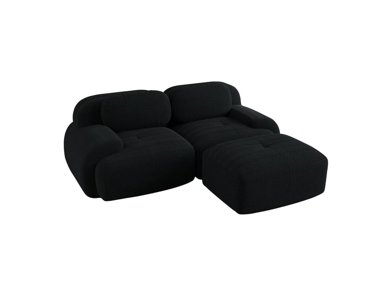  Canapé d'angle, canapé modulable, en velours tricoté, noir, livré monté, forme incurvée, sans structure  - Conforama W