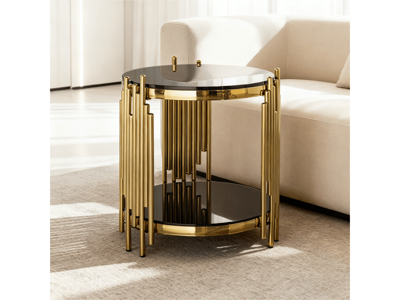  Chevet - structure robuste - acier inoxydableverre trempé - noirdoré - pour chambre 45x45x55cm - Conforama C