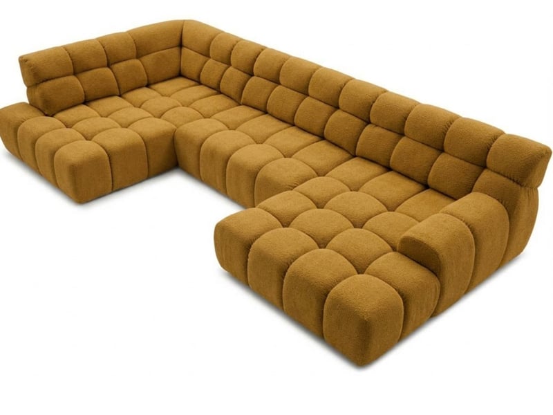  Bobochic canapé panoramique avance-recule électrique andre tissu texturé jaune  angle gauche ANDRE - Conforama A