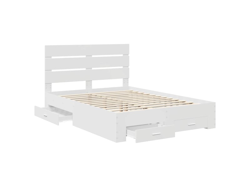Lit double- lit adulte - cadre de lit avec tiroir blanc 160 x 200 cm bois d'ingénierie - Conforama D