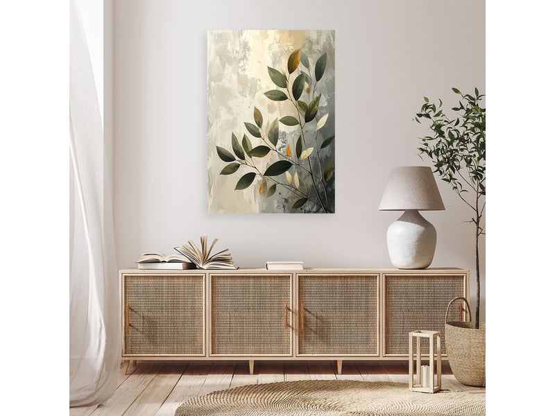 Toile imprimée, feuilles vertes sur fond beige clair 60x90 1334481093 - Conforama B