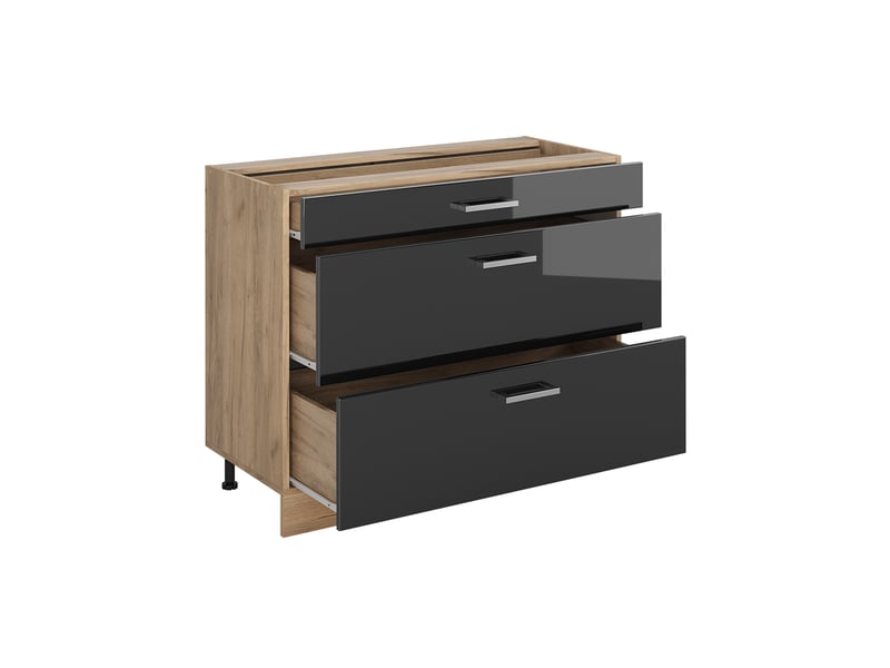  Vicco meuble cuisine, anthracite haute brillancechêne doré, 100cm plan de travail marbre  - Conforama C