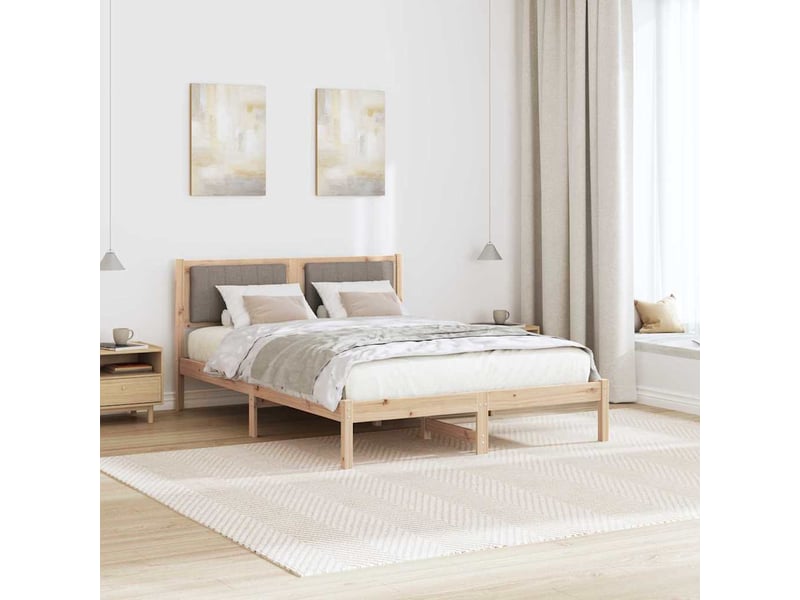 Lit double- lit adulte - cadre de lit avec tête de lit rembourrée taupe 120 x 190 cm - Conforama C