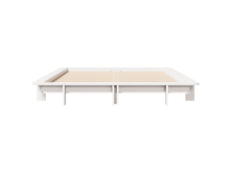  Lit double- lit adulte -  cadre de lit sans matelas blanc 135x190 cm bois de pin massif  - Conforama C