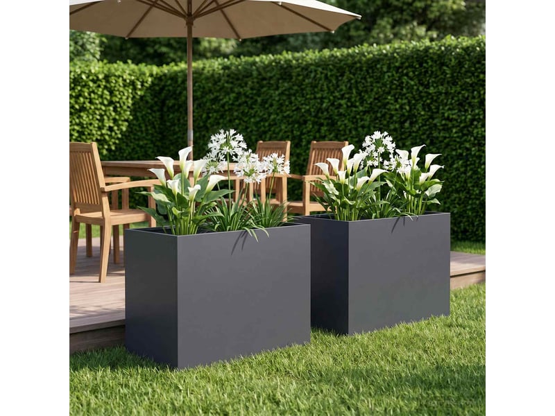  Jardinière - cache-pot de jardin 2 pcs anthracite 50 x 40 x 50 cm  - Conforama B