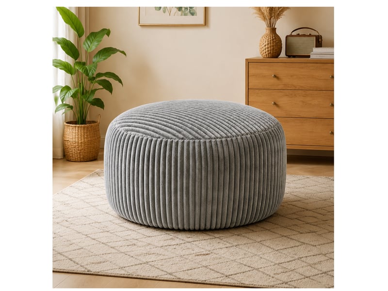  Pouf rond 100x100x50 cm mousse gris clair  - Conforama B