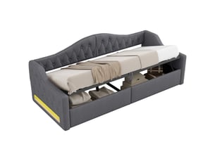 Lit simple 90x200 cm coloris gris