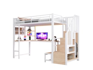 Lit mezzanine 90x200 cm <strong>MODENUIT </strong> <strong></strong> coloris blanc