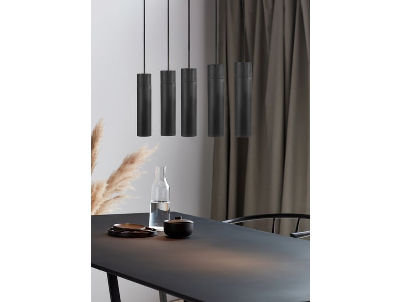  Suspension rond, tilo 5-spot en métal et bois noir, ip20, nordlux 2410483003 - Conforama B