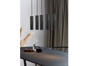 Suspension rond, tilo 5-spot en métal et bois noir, ip20, nordlux