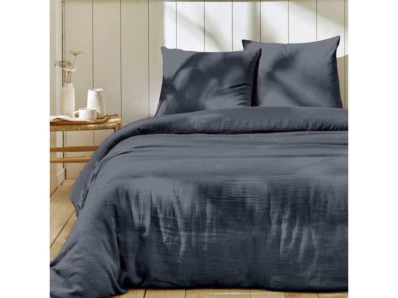  Parure de lit 220x240 cm gaze de coton bleu jean PD25761 - Conforama B