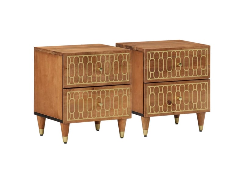 Tables de chevet 2 pièces 40x33x46 cm bois de manguier solide  - Conforama B
