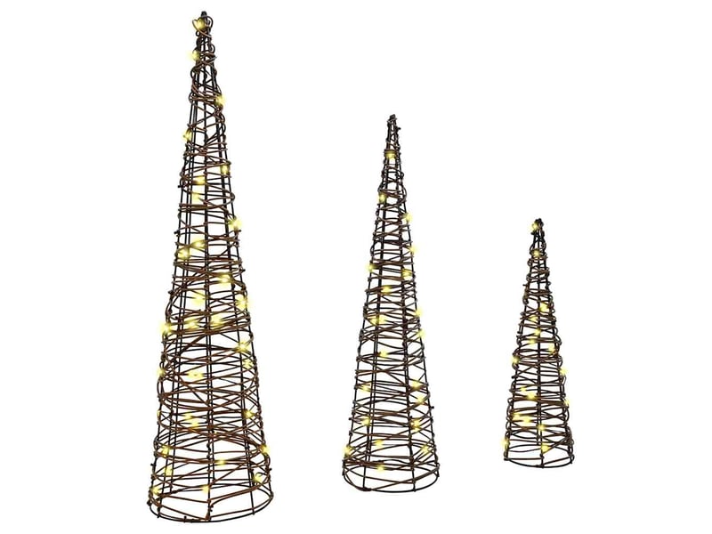  Sapin de noël, arbre de noël 3 pc 90 led blanc chaud 20 x 20 x 80 cm rotin cf60974  - Conforama A