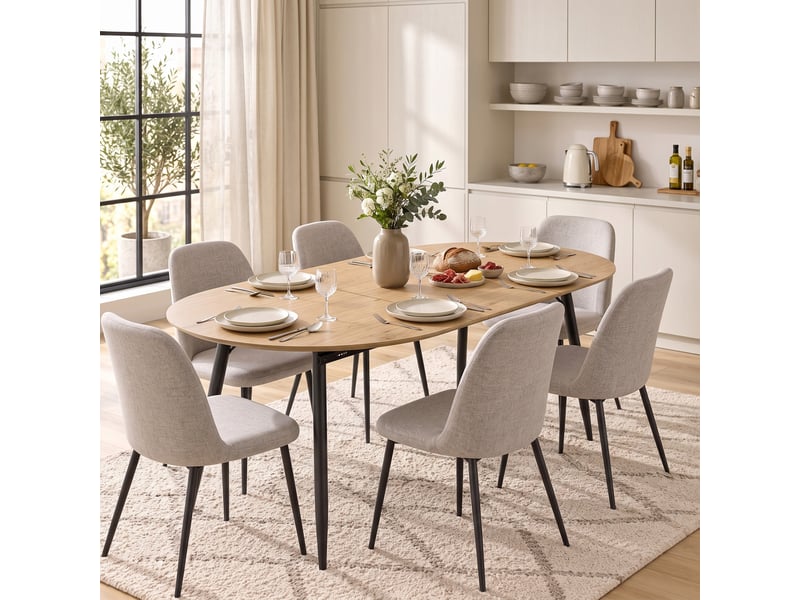  Table à manger extensible ovale 4-6 pers. Design industriel  - Conforama D