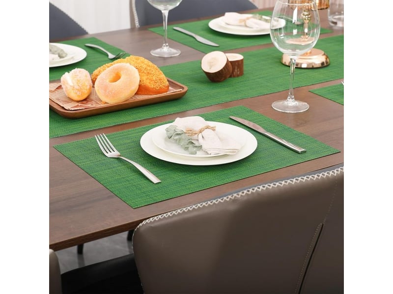  Set de table lot de 6, set table lavable résiste à la chaleur antidérapant tissé sets de table pvc vinyle pour cuisine table à manger  - Conforama D