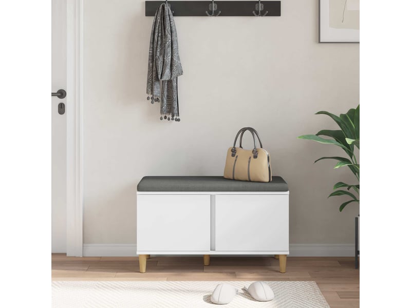  Banc d'entrée blanc 80x38x46 cm bois ingénierie et tissu shl70355  - Conforama D