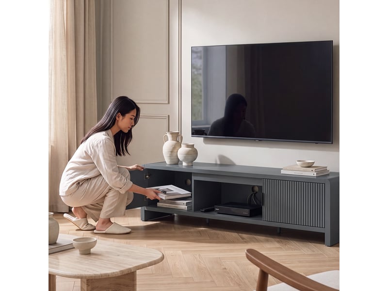  Meuble tv lukkodso 150 x 40 x 40 cm gris [en.casa]  - Conforama E