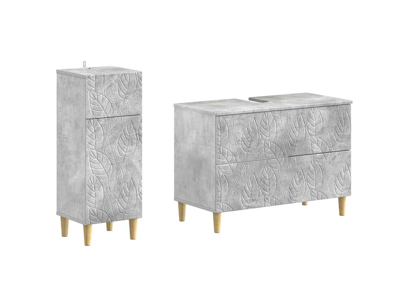  Ensemble de 2 meubles de salle de bain delft gris béton cf63121  - Conforama A