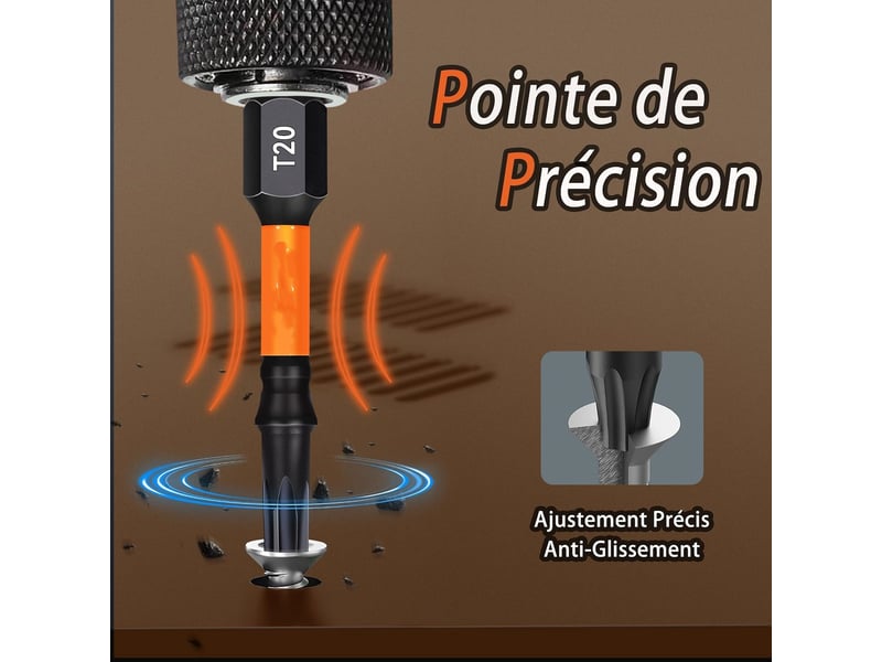  Jeu de 90 embouts de vissage professionnels 50 mm (torx, ph, pz, hex, fente), acier s2 magnétique  - Conforama C