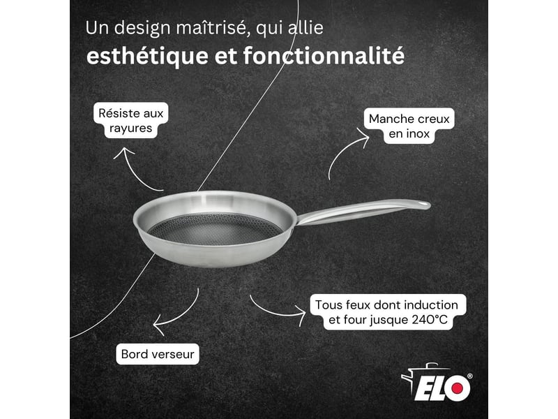 Lot poêle 28cm & faitout 14cm elo relief solution 9585850BX88 - Conforama C