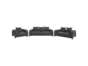 Canapé droit fixe BELIANI  6 places Tissu noir avec coffre de rangement