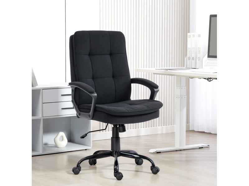  Fauteuil de bureau 63 x 70 cm – noir – assise double rembourrée, réglable avec fonction bascule et roulettes  - Conforama B