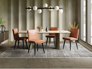 Lot de 4 chaises de salle à manger en pu marron avec assise rembourrée double épaisseur, style moderne