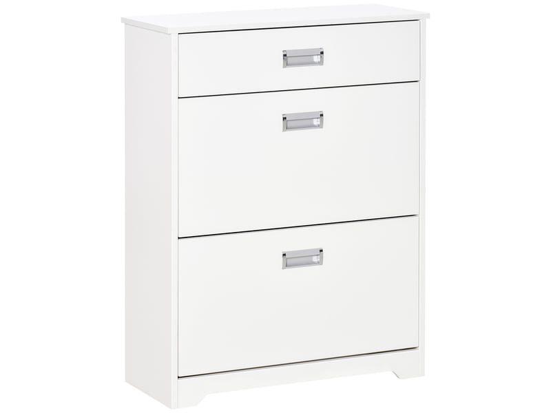  Meuble à chaussures avec 2 tiroirs rabattables étagère réglable + 1 tiroir jusqu'à 16 paires 70l x 29l x 92h blanc  - Conforama A