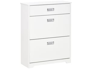 Meuble à chaussures avec 2 tiroirs rabattables étagère réglable + 1 tiroir jusqu'à 16 paires 70l x 29l x 92h blanc
