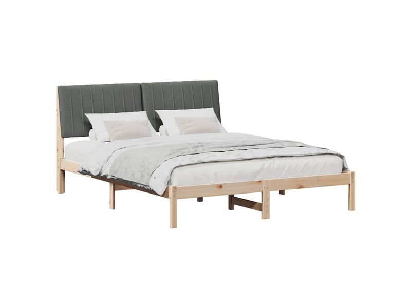  Lit double- lit adulte -  cadre de lit avec tête de lit marron 150 x 200 cm pin massif  - Conforama B