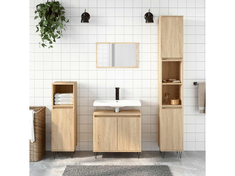  Amoire de salle de bain chêne sonoma 58x33x60cm bois d'ingénierie shl9665  - Conforama B
