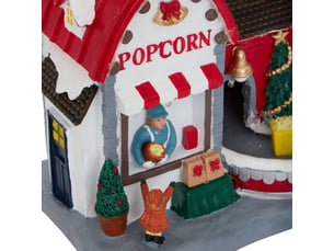Village de noël lumineux usine à popcorn animé et musical 10 led à piles