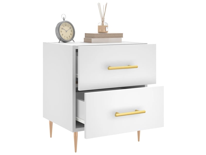  Lot de 2 tables de chevet - cabinet de chevet - table de nuit blanc 40x35x47,5 cm bois d’ingénierie  - Conforama C
