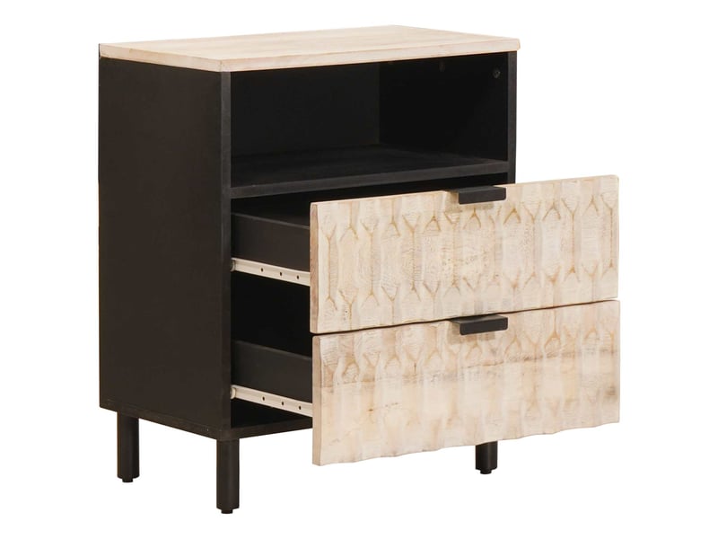  Table de chevet - cabinet de chevet - table de nuit blanc 50 x 33 x 62 cm bois de mangue massif  - Conforama A