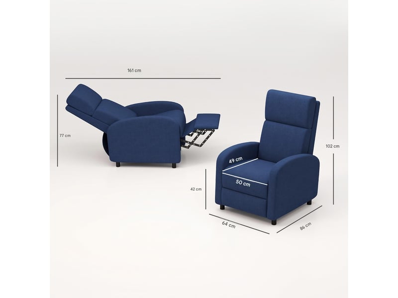  Fauteuil relax inclinable en tissu avec repose-pieds 64x86x102 cm  - Conforama C