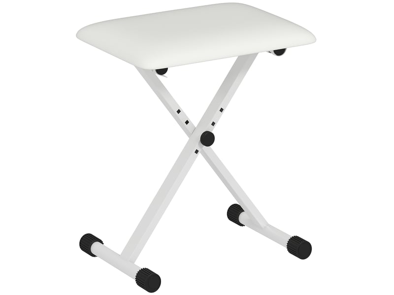  Tabouret de piano blanc pliable en forme de x avec coussin en similicuir dimensions 39 x 29 x 37-47 cm  - Conforama A