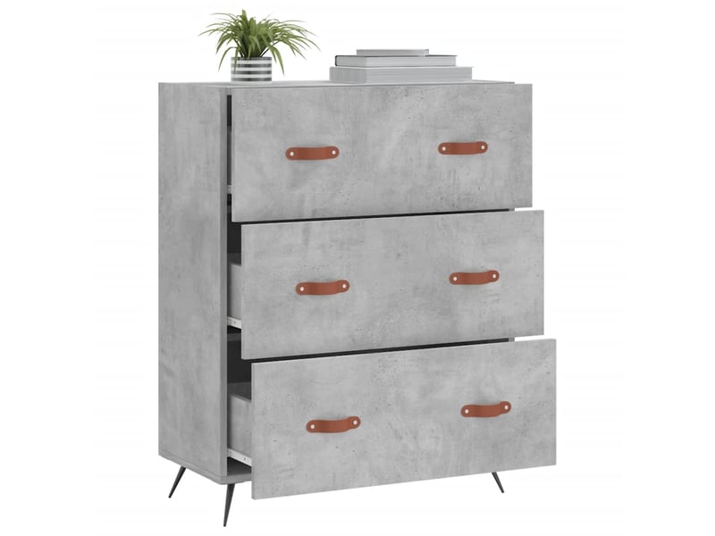  Commode chambre adulte, armoire à tiroirs gris béton 69,5x34x90 cm bois d'ingénierie  - Conforama D