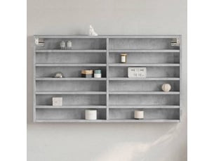 Armoire à vitrine, étagère murale gris béton 100x8,5x58 cm bois d'ingénierie cf40946
