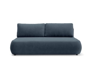 Canapé droit convertible 4 places Tissu bleu avec coffre de rangement