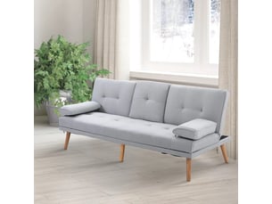 Canapé convertible 3 places canapé-lit avec dossier réglable 3 positions et tablette rabattable, en polyester gris clair