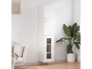 Buffet haut - bahut - meuble de rangement blanc 34,5x34x180 cm bois d'ingénierie