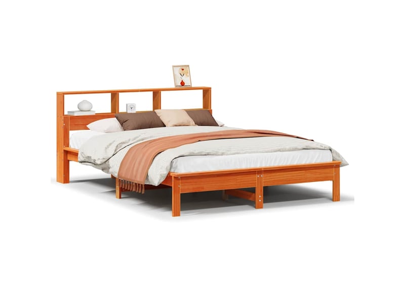  Lit double- lit adulte -  cadre de lit sans matelas  marron 150x200cm bois pin massif  - Conforama A