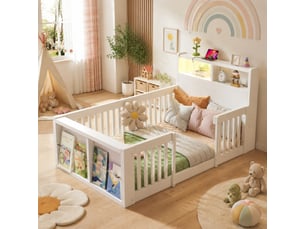 Lit avec rangement 90x190 cm <strong>HAUSS SPOLE</strong>  <strong></strong> coloris blanc